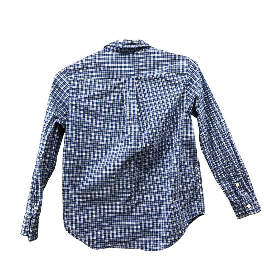 Ralph Lauren Boys Size 7‎ Long Sleeve Shirt Blue Plaid Natural Stretch Cotton